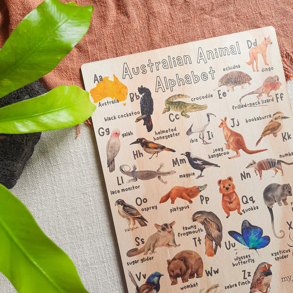 Australian Animal Alphabet - Wooden Poster