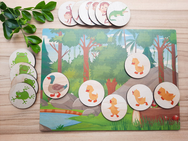 5 little ducks, speckled frogs & cheeky monkeys - story board & discs
