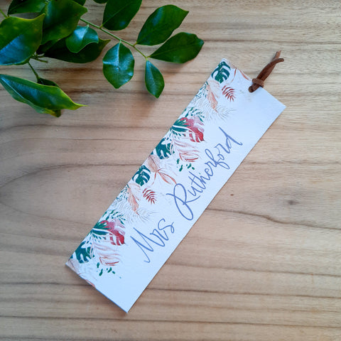 Maroon Leaf Mix - Personalised Bookmark