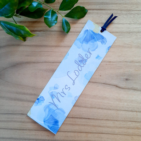Blue Florals - Personalised Bookmark