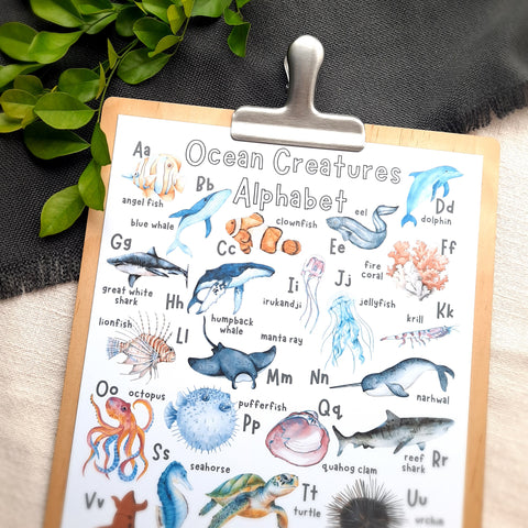 Ocean Creatures Alphabet - Printable
