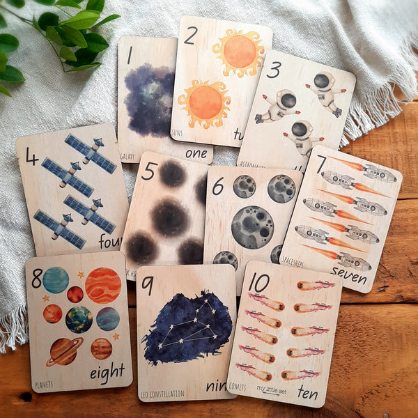 1-10 Outer Space - Mini Flash Cards
