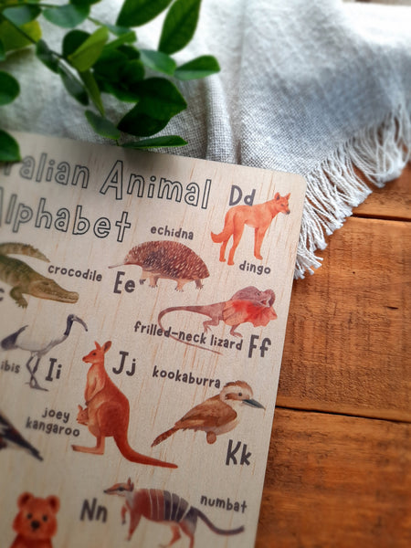 Australian Animal Alphabet - Wooden Poster