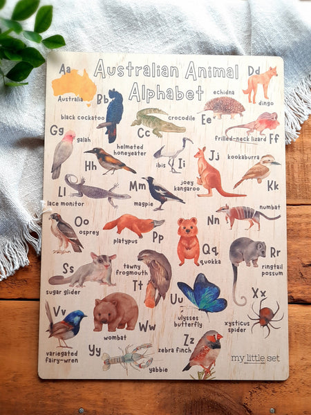 Australian Animal Alphabet - Wooden Poster