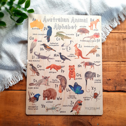 Australian Animal Alphabet - Wooden Poster