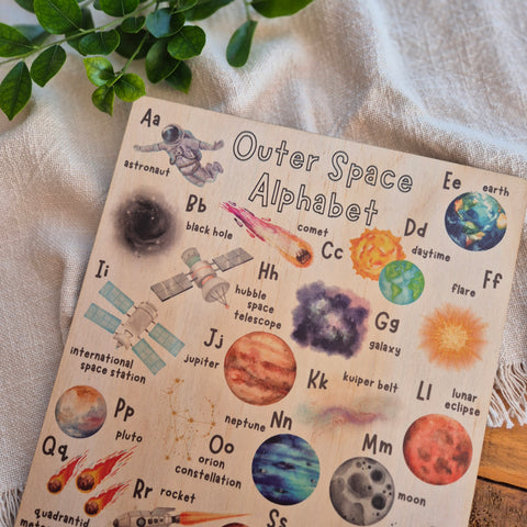 Outer Space Alphabet - Wooden Poster