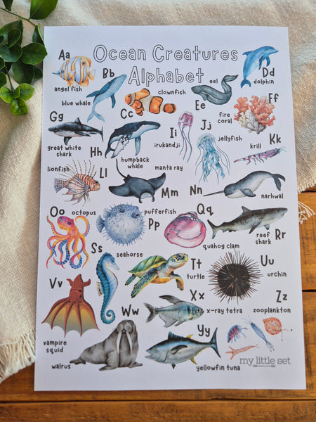 Ocean Creatures Alphabet - Printable