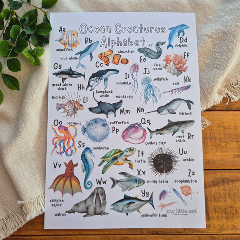 Ocean Creatures Alphabet - Printable