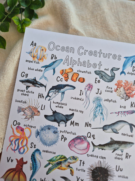 Ocean Creatures Alphabet - Printable