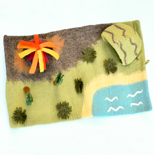 Large Dinosaur Land with Volcano Felt Mat