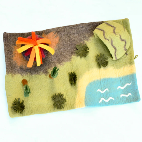 Large Dinosaur Land with Volcano Felt Mat