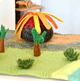 Large Dinosaur Land with Volcano Felt Mat