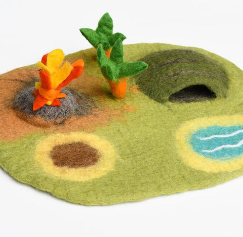 Small Dinosaur Land with Volcano Felt Mat