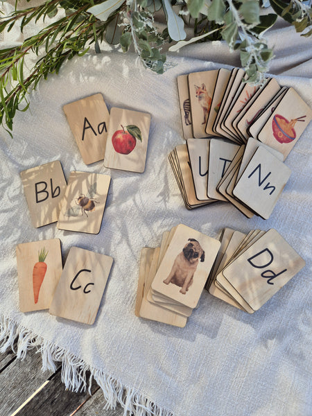 alphabet sounds - mini tiles - memory match