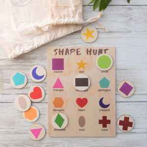 coloured shape hunt - activity board