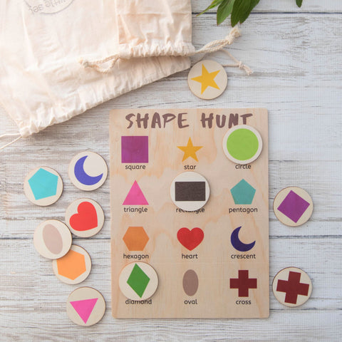 coloured shape hunt - activity board